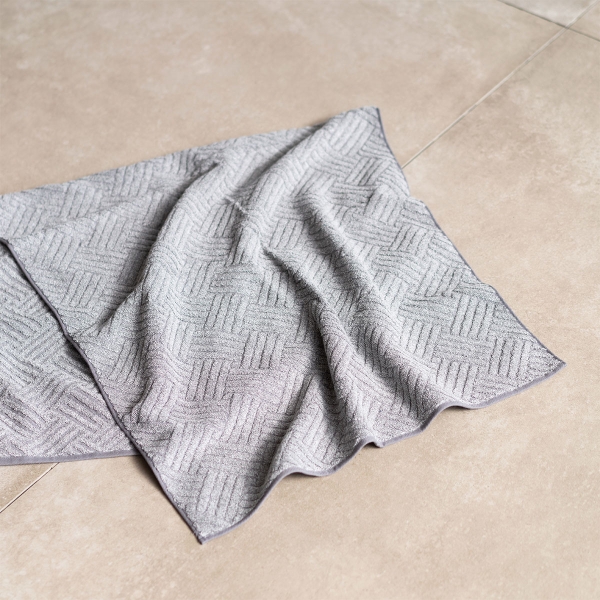 Ensemble de serviettes - ZEN kishu-binchoutan Rin - Lot de 3 (serviette de bain, serviette de toilette, linge de toilette), gris, Uchino Towels